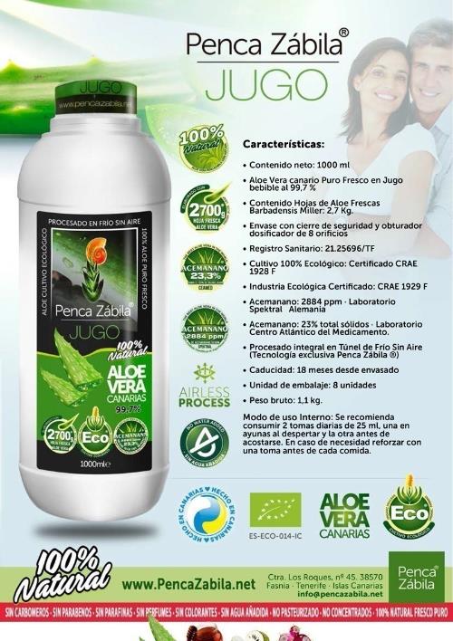 Jugo Aloe Vera Puro Fresco Penca Zabila 1 litro