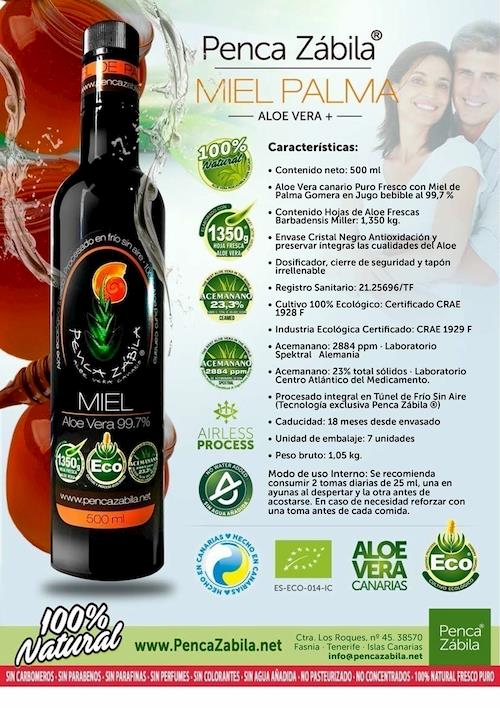 Aloe Vera Miel de Palma Ecológica Penca Zabila