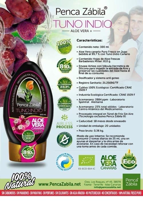 Jugo Aloe Fresco con Tuno Indio Canario