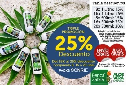 25% Descuento +Envio Gratis +Jugo Aloe 300ml Gratis